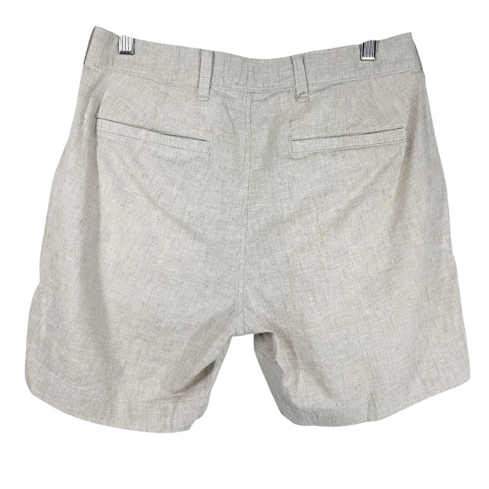 ABERCROMBIE & FITCH 7" Plain Front Shorts Tan Cotton/Linen Comfort Band - Picture 5 of 8